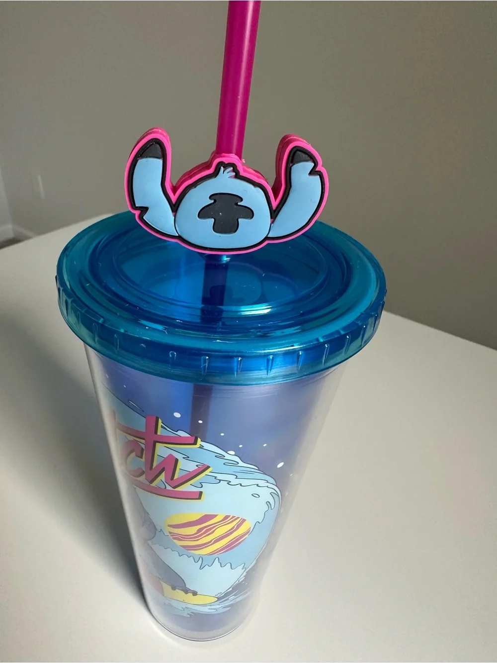 Disney Stitch Tumbler Cup 24oz Stitch Topper Straw Silver Buffalo Lilo & Stitch